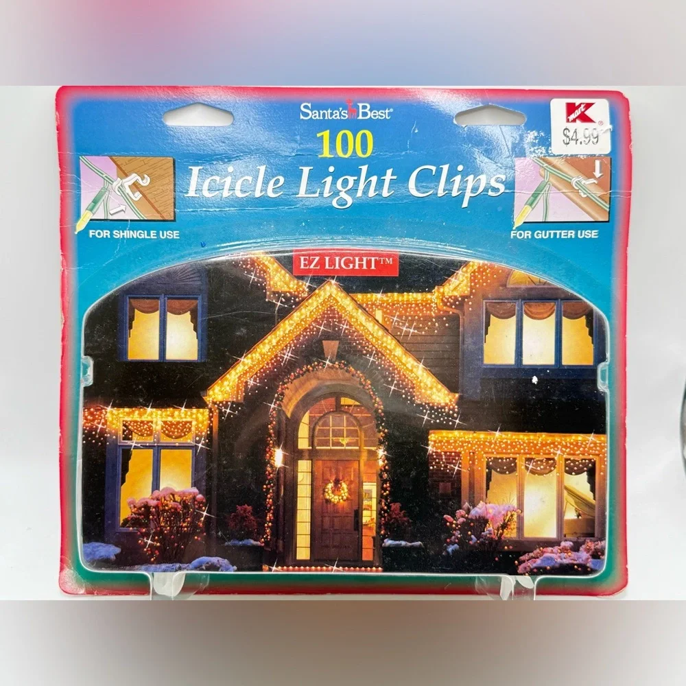 2 Lite Up &1 Santa’s Best 100 icicle light clips 300 total.Christmas light clips